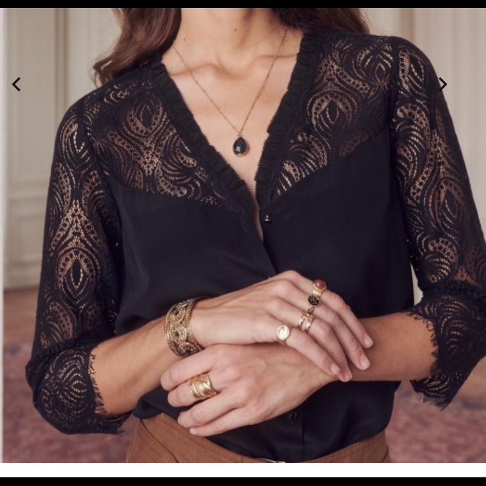 Sezane Margaret Blouse - Black Size 42